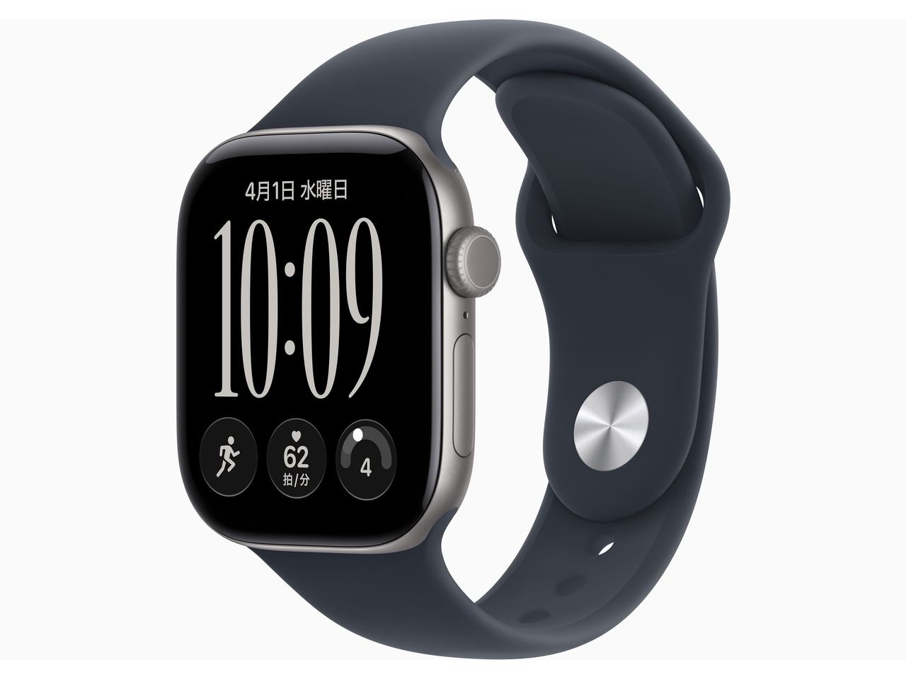 Apple Watch Series 12(GPS + Cellularモデル)- 42mm MJFX4X/A スペースグレイアルミニウムケースとネイビーブルースポーツバンド-S/M