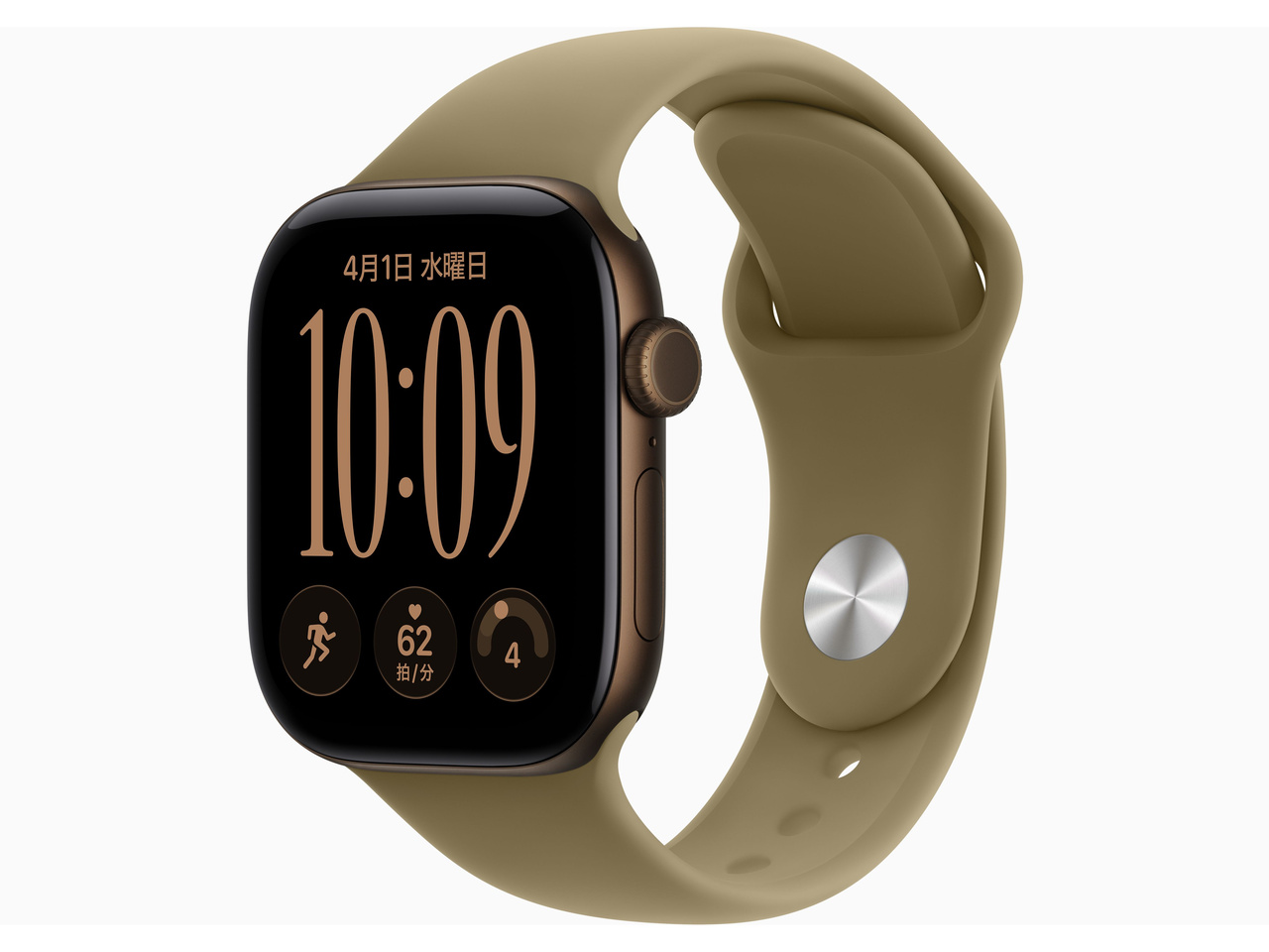 Apple Watch Series 12 (GPS+Cellularモデル) 46mm MJGE4X/A ダークブロンズアルミニウムケースとオリーブスポーツバンド M/L