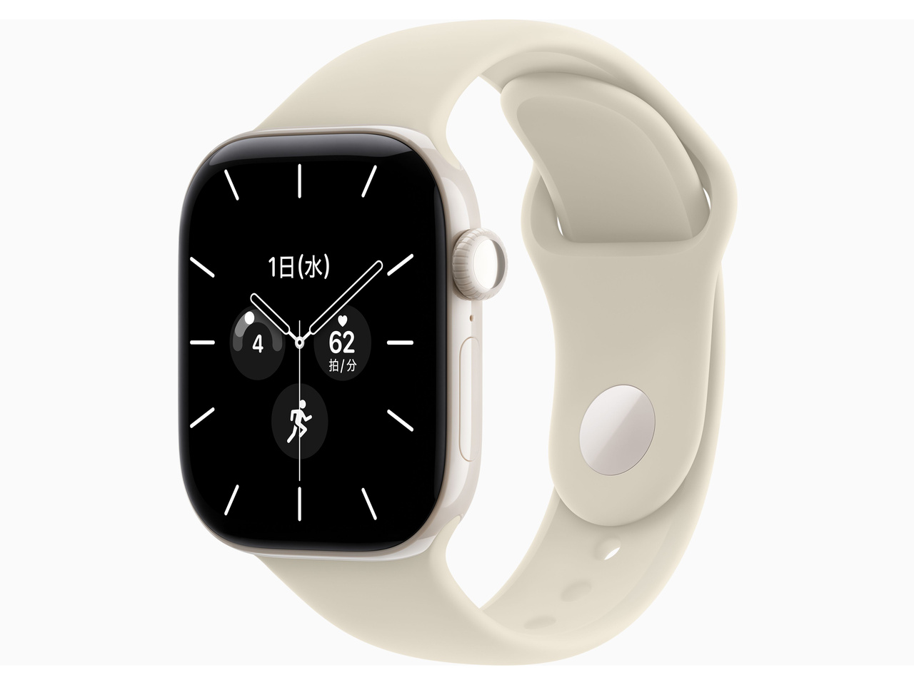 Apple Watch Series 12(GPS + Cellularモデル)- 42mm MJGW4X/A パールホワイトセラミックケースとサンドスポーツバンド-S/M