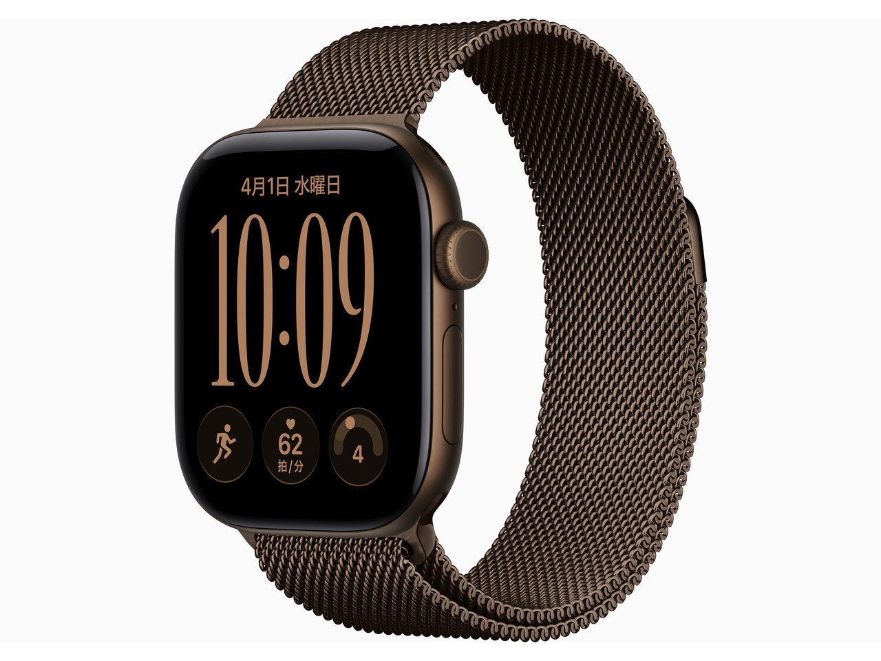 Apple Watch Series 12(GPSモデル)- 42mm MKDC4X/A ダークブロンズアルミニウムケースとダークブロンズミラネーゼループ